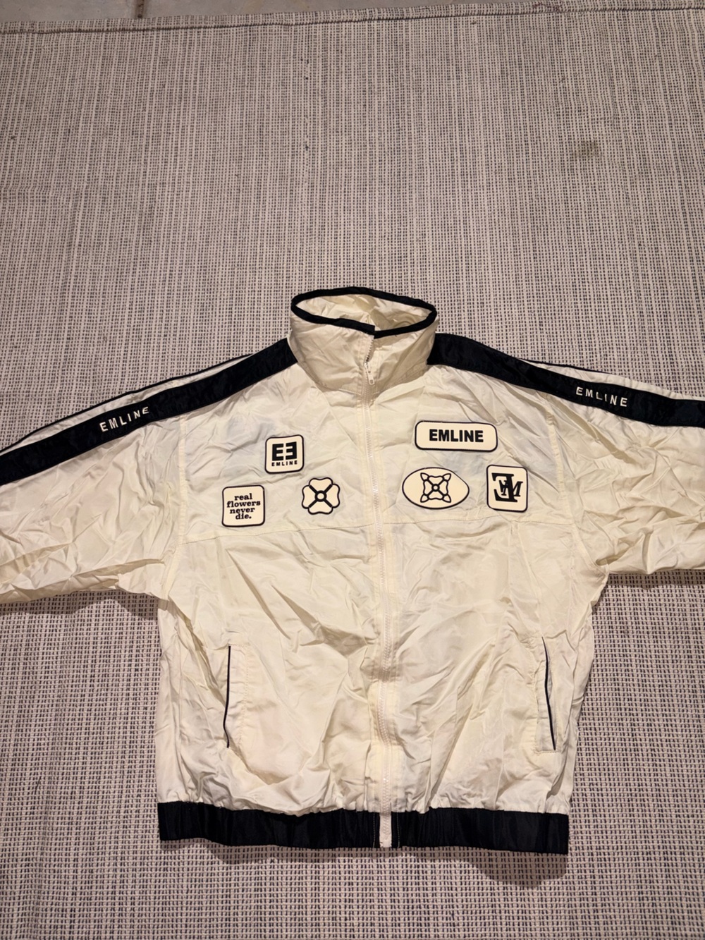 EMLINE Men's Satin Windbreaker Top Size L